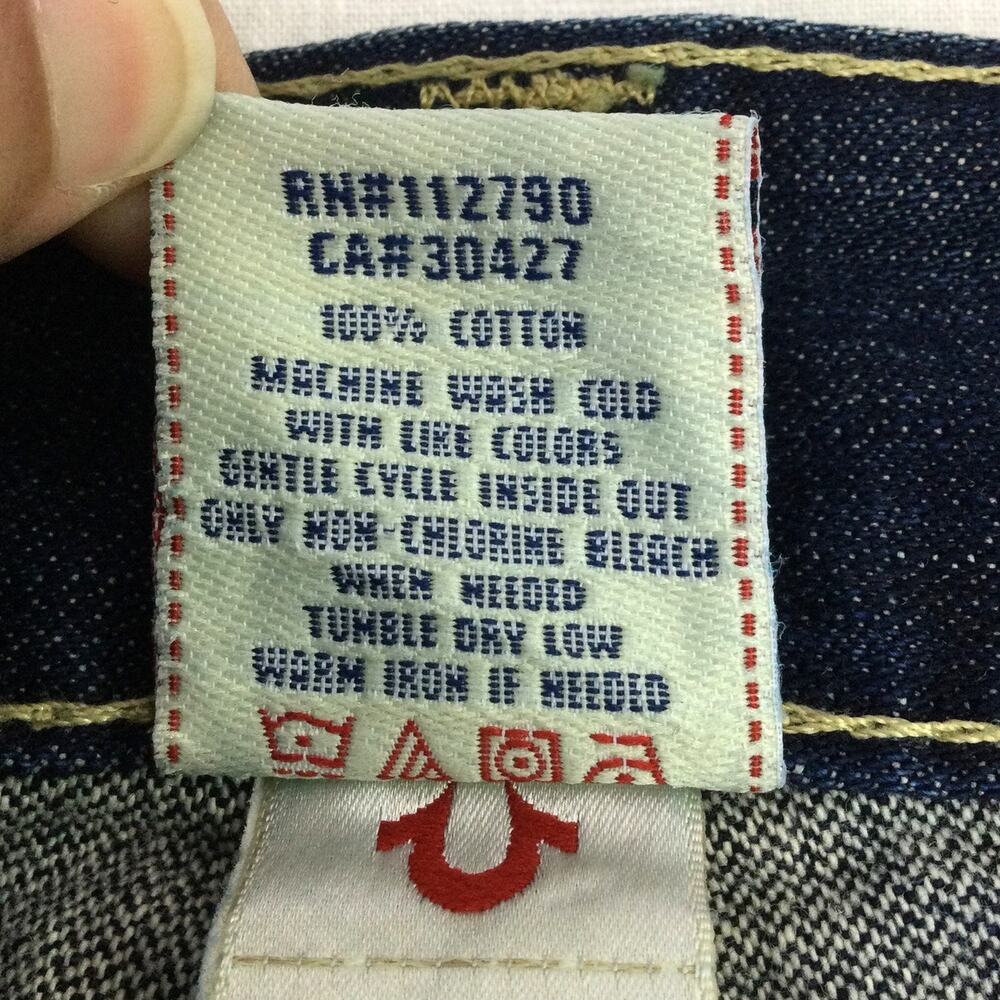 True Religion Rainbow Ricky Men's Dark Wash Straight Leg Flap Pockets Jeans 36 - Picture 10 of 14